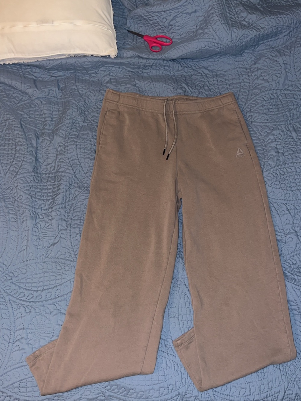 Reebok Taupe/Beige Wide-Leg Drawstring Sweatpants